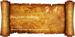 Hajzer Adony névjegykártya
